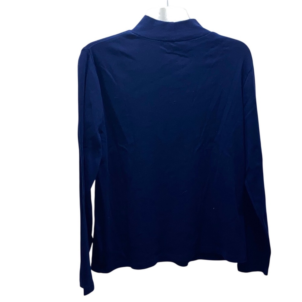 Kim Rogers Womens Navy Blue Mock Neck Long Sleeve Top Size Large Classic Knit - Picture 6 of 6